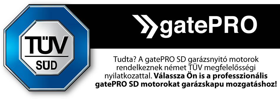 gatePRO SD garázsnyitó motor TÜV minősítés