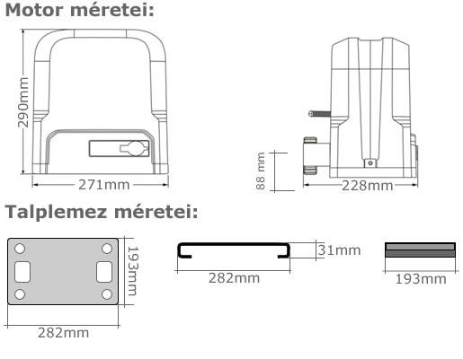 gatePRO SLG10 motor méretei