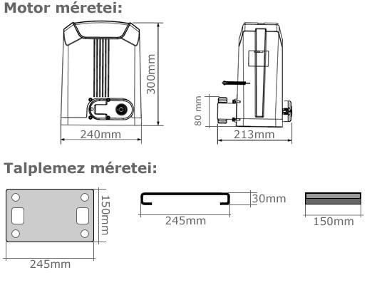gatePRO SLG6 motor méretei