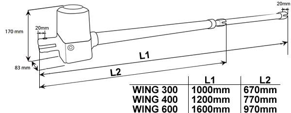 Wing motor méretei